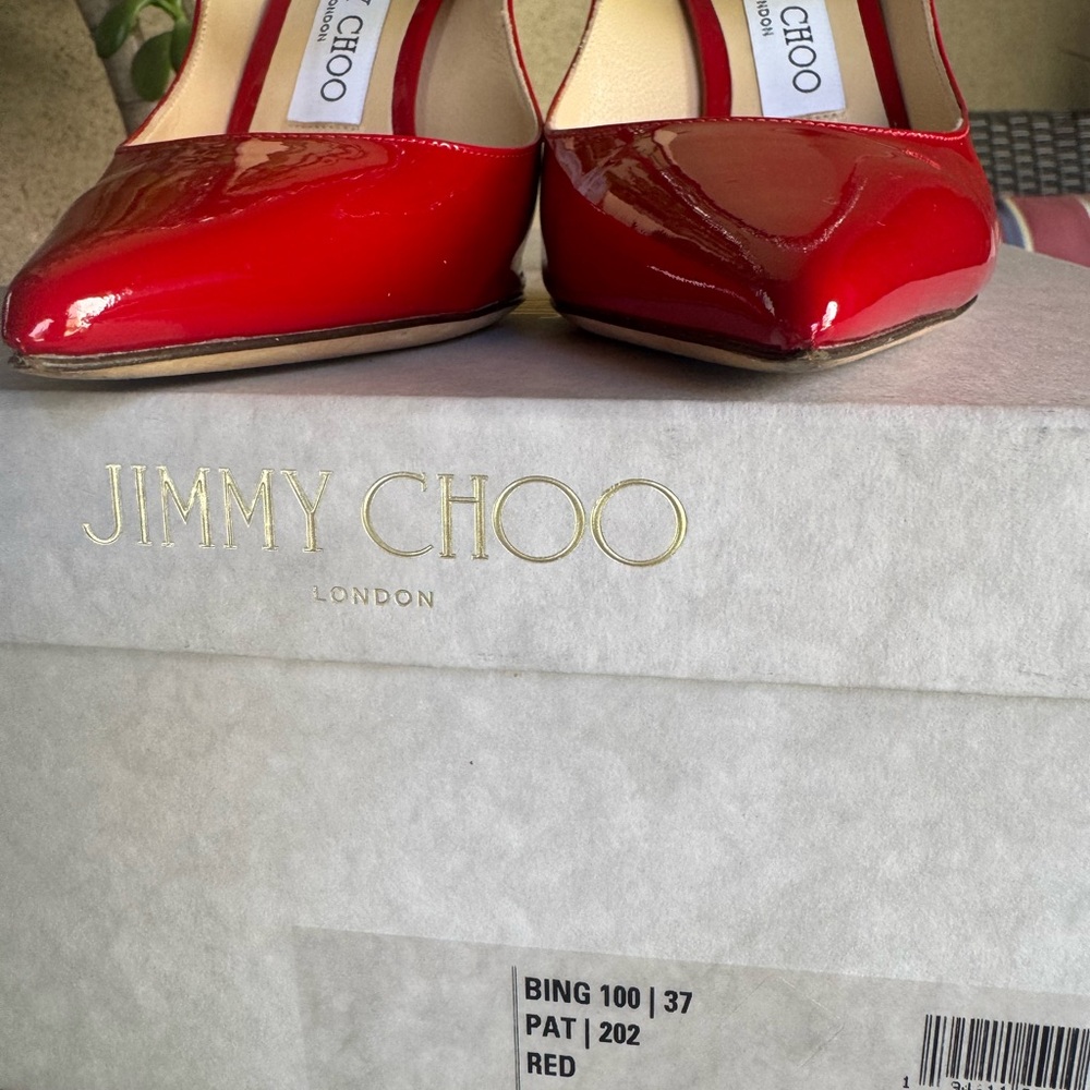 Jimmy Choo Red Bing Crystal Embellished Heels - Picture 3 of 8